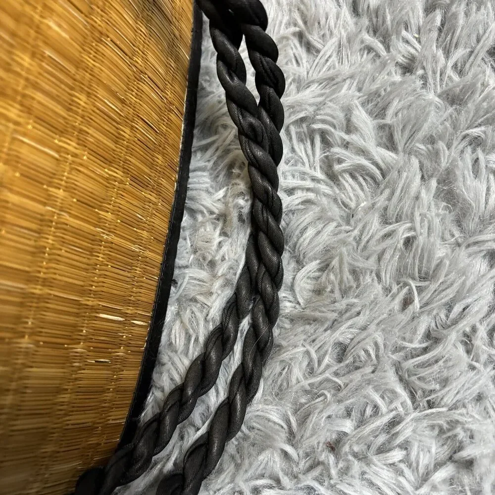 Sea Grass Woven Purse Saraye Tatami‎ Beige Green Straw Satchel Zipper Clamshell